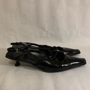 Prada Black Patent Leather Kitten Heels